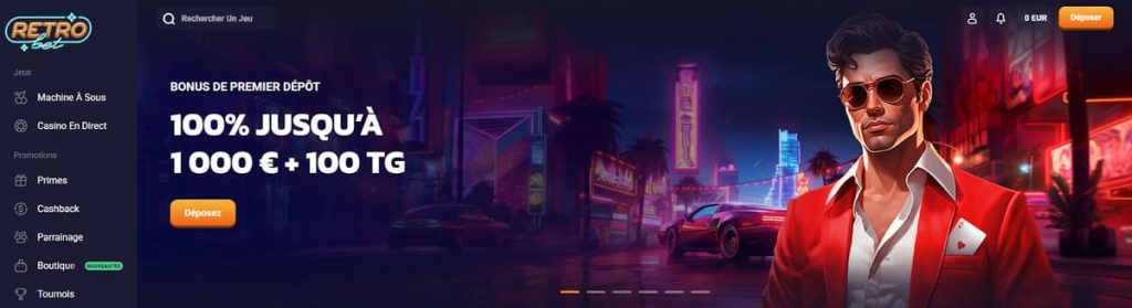 Retrobet Casino page accueil